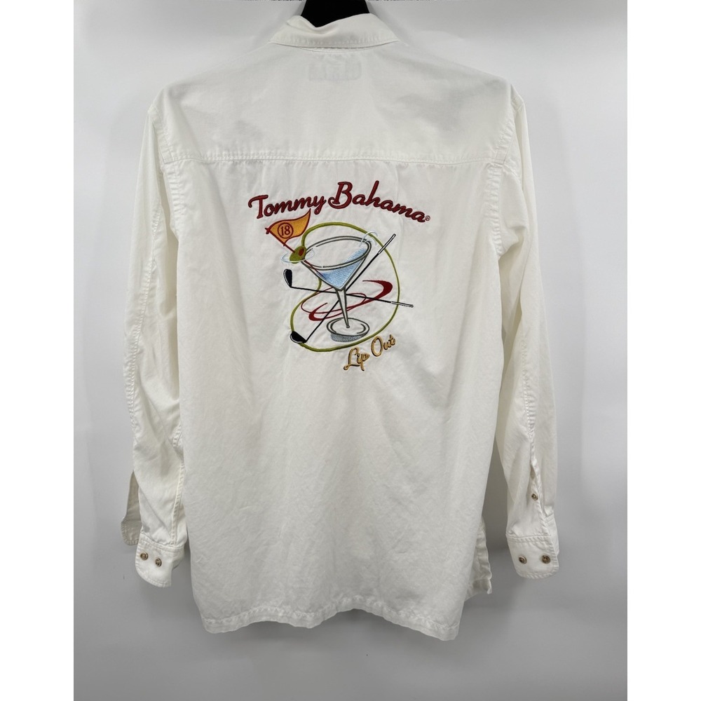 Tommy Bahama Shirt Mens Medium 18 Golf Golfer Lip Out Embroidered - Picture 2 of 8